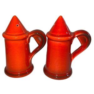 Vintage Metlox Poppytrail Red Rooster Salt And Pepper Shakers Large Handles